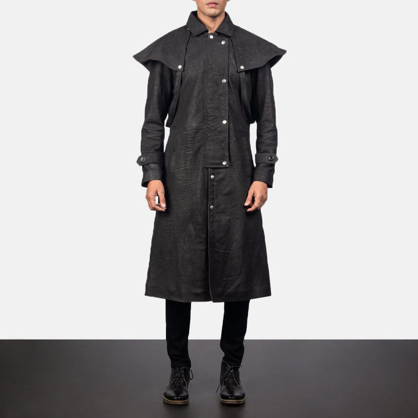 Maverick Negro Leather Duster para Hombre