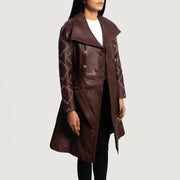 
Missoni Granate Gabardina Trench de Cuero para Mujer - Vista lateral mostrando el corte ergonómico de mangas