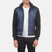 
Nashville Acolchado Azul Windbreaker Chaqueta de Cuero para Hombre in Blue & Black Nylon (Torso) &Amp; Knitted Fabric (Sleeves) - Vista frontal y silueta entallada | Comprar online