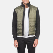 
Nashville Acolchado Verde Windbreaker Chaqueta de Cuero para Hombre in Green & Black Nylon (Torso) &Amp; Knitted Fabric (Sleeves) - Vista frontal y silueta entallada | Comprar online