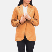 Norma Brown Suede Blazer in Brown Cowhide Nubuck - Vista frontal y silueta entallada | Comprar online