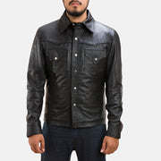 Black Sheepskin leather Jacket - Vista trasera con ajuste entallado en hombros y bajo impecable