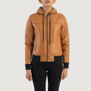
Rebella Hooded Chaqueta Bomber de Cuero para Mujer – alternate product view 4