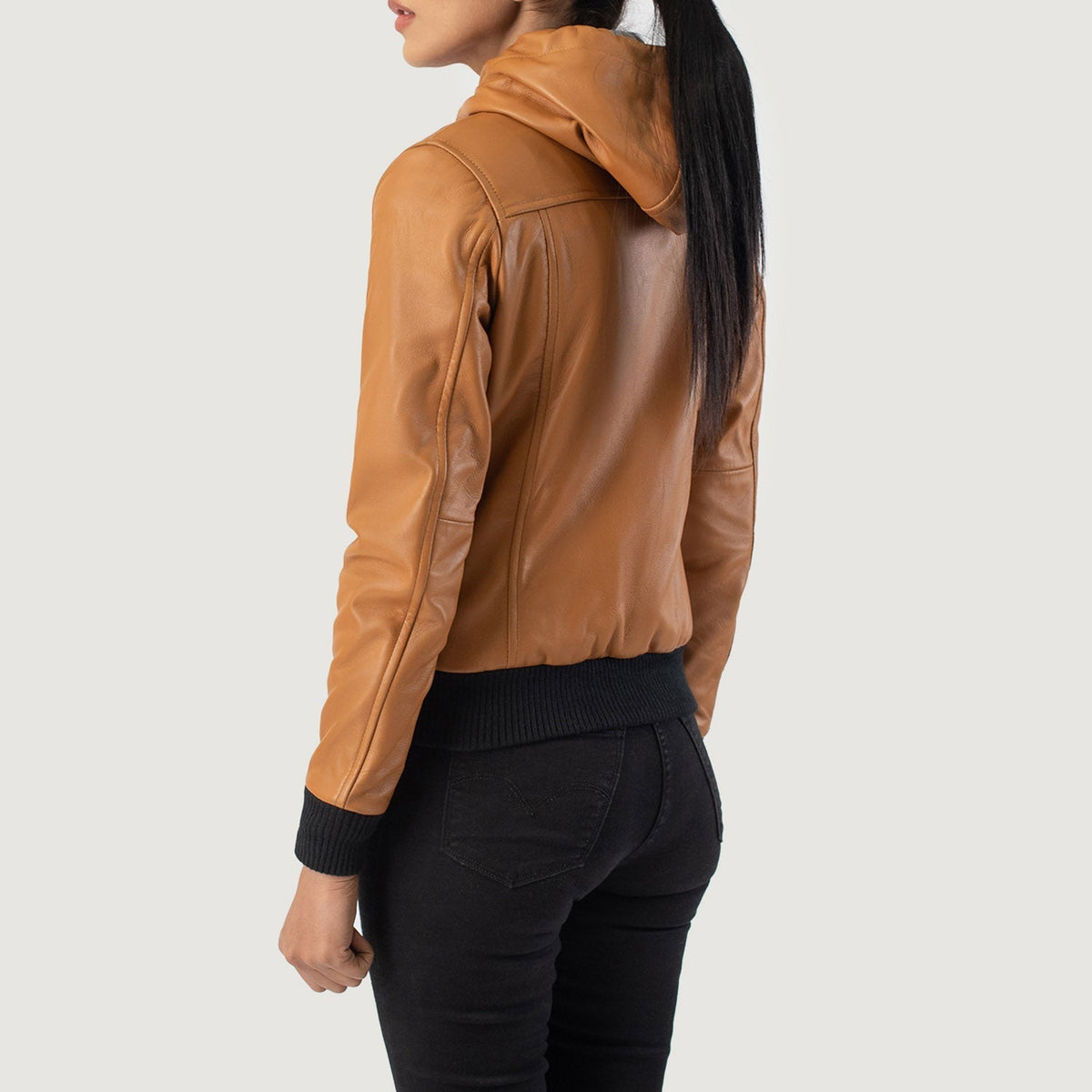 
Rebella Hooded Chaqueta Bomber de Cuero para Mujer – alternate product view 5