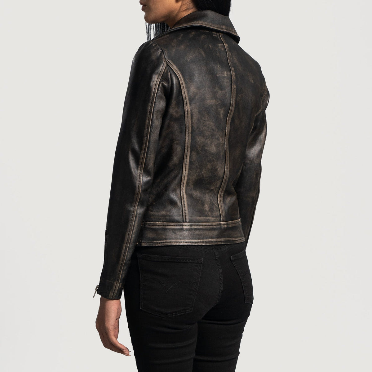 Rumy Granate Chaqueta Biker de Cuero para Mujer – Vista alternativa del producto 5