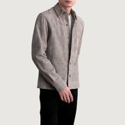 
Grey Goatskin suede Jacket - Vista posterior con hombros definidos y bajo impecable