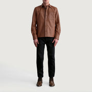 
Vista de detalle of Shirt & Buttons Hardware on Scout Matte Marrón Leather Shirt para Hombre