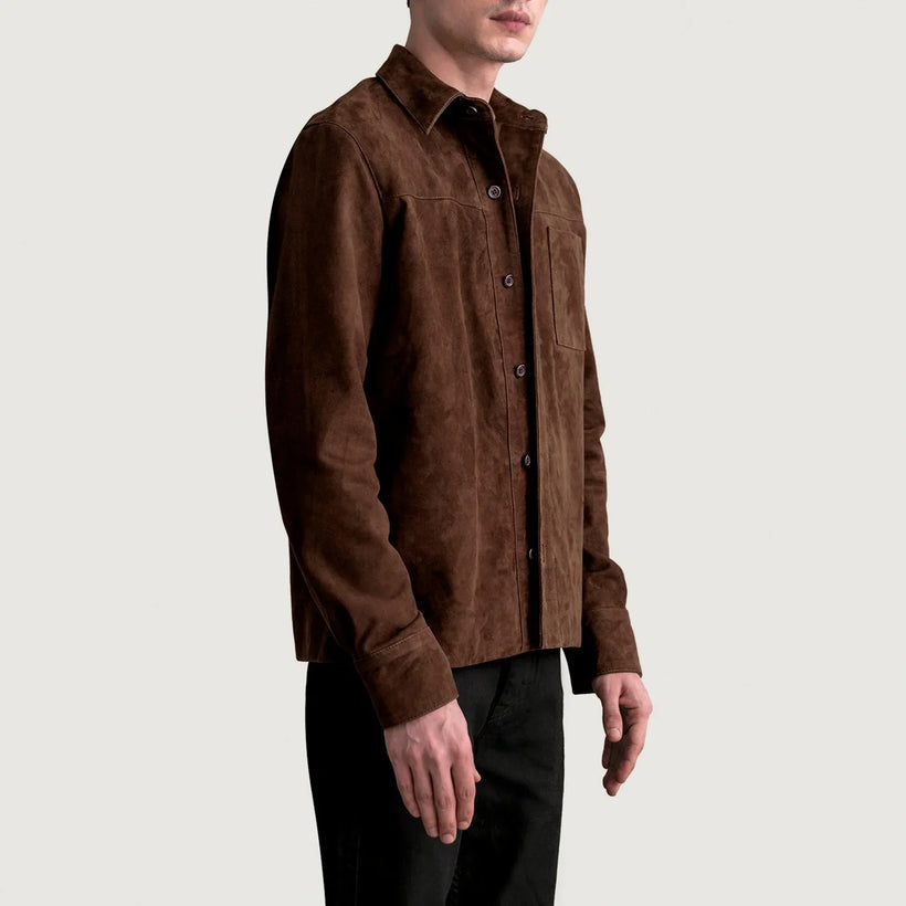 Scout Mocha Suede Leather Shirt para Hombre