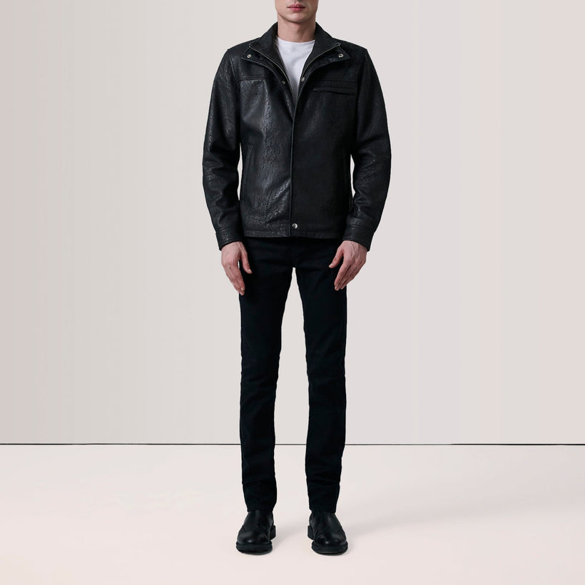 Sean Negro Snuffed Classic Chaqueta de Cuero para Hombre