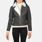 
Sherilyn B-3 Negro Chaqueta Bomber de Cuero para Mujer – alternate product view 4