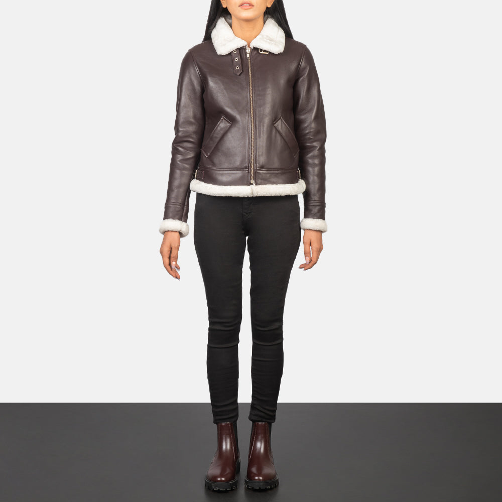
Sherilyn B-3 Negro Chaqueta Bomber de Cuero para Mujer – alternate product view 3
