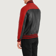 Terrance Negro Varsity Chaqueta de Cuero para Hombre – Vista alternativa del producto 4