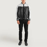 Terrance Negro Varsity Chaqueta de Cuero para Hombre – Vista alternativa del producto 3