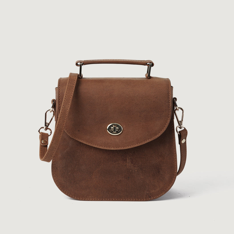 The Sandra Vintage Tostado Leather Saddle Bag