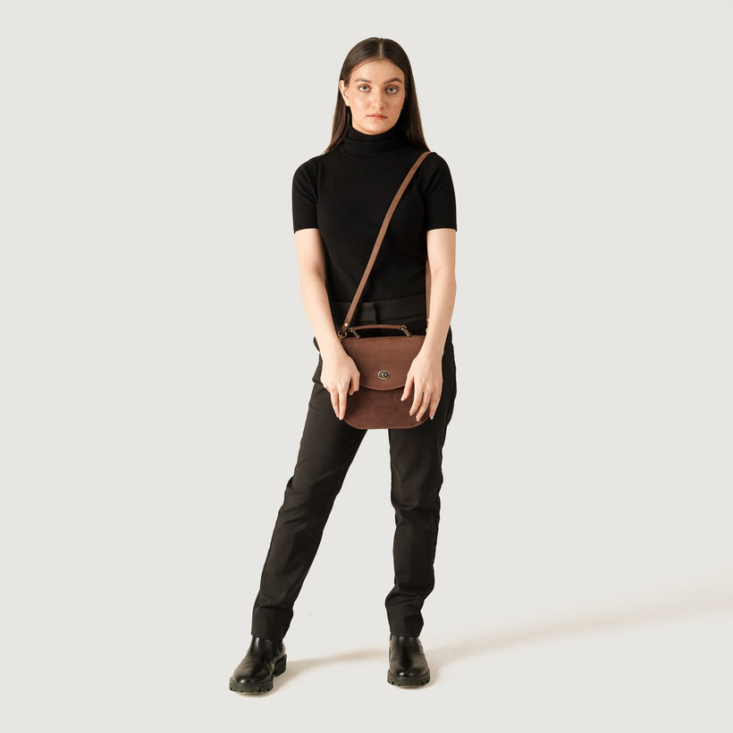 The Sandra Vintage Tostado Leather Saddle Bag