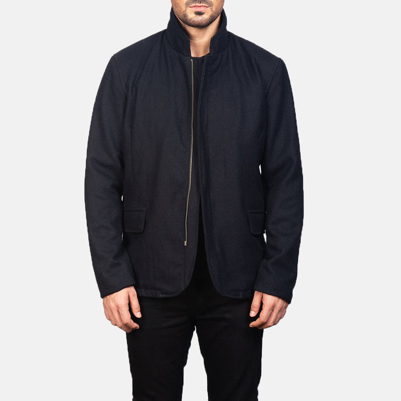Thomas Negro Wool Chaqueta de Cuero para Hombre