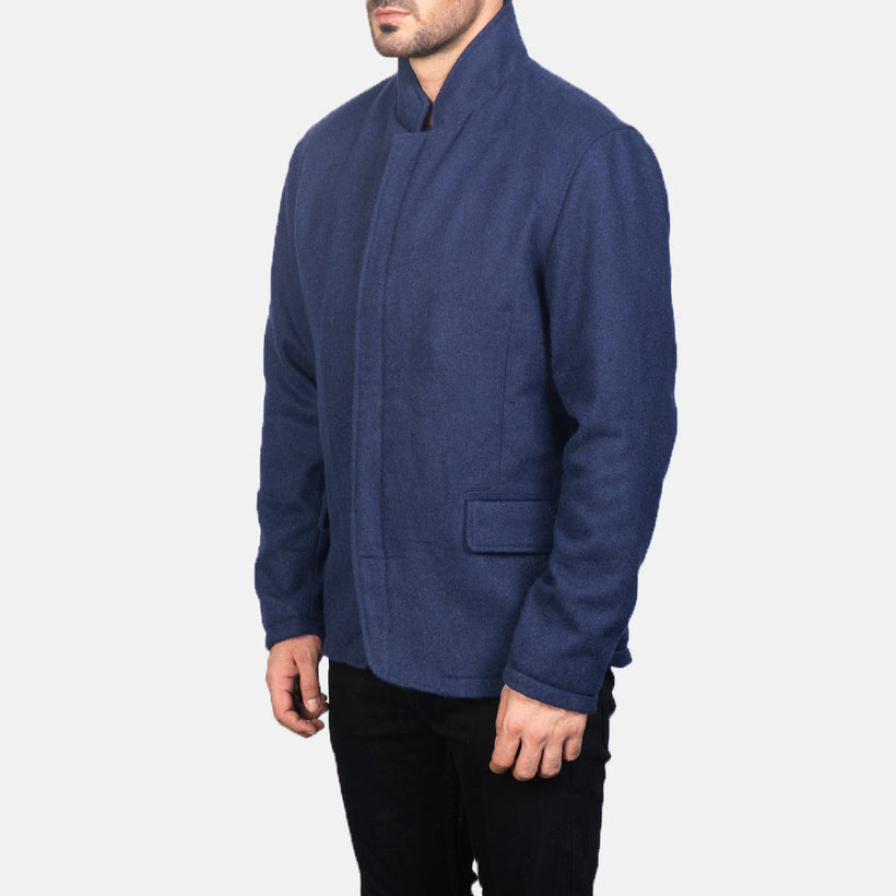 Thomas Azul Wool Chaqueta de Cuero para Hombre