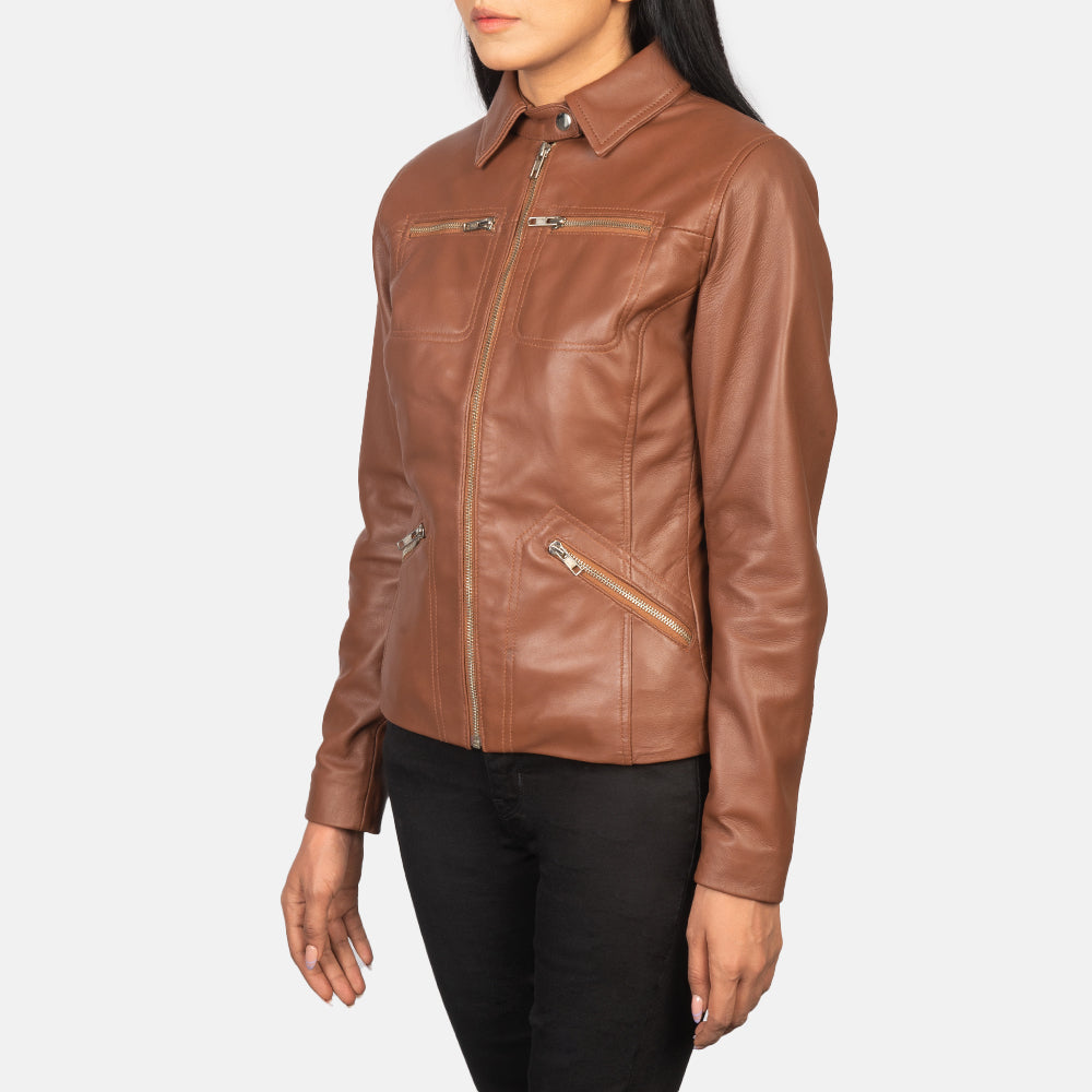 
Tomachi Rojo Chaqueta de Cuero para Mujer – alternate product view 2