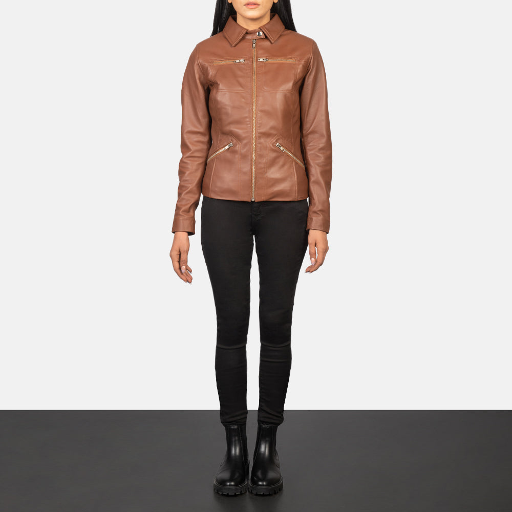 
Tomachi Rojo Chaqueta de Cuero para Mujer – alternate product view 3
