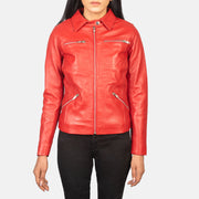 
Vista de detalle of Shirt with Snap Button & Zipper Hardware on Tomachi Red Leather Jacket
