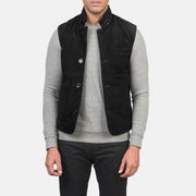 Men's Tony Negro Suede Vest para Hombre in Black Goatskin Suede - Vista frontal y silueta a medida | Comprar online