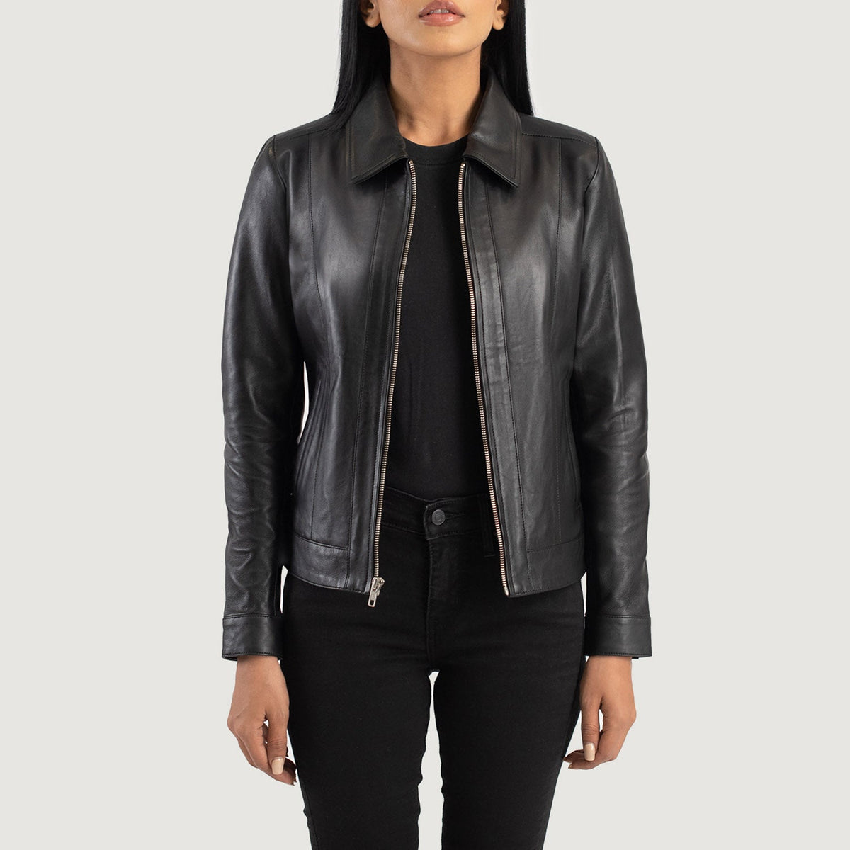 Vixen Classic Collar Chaqueta de Cuero para Mujer – Vista alternativa del producto 1