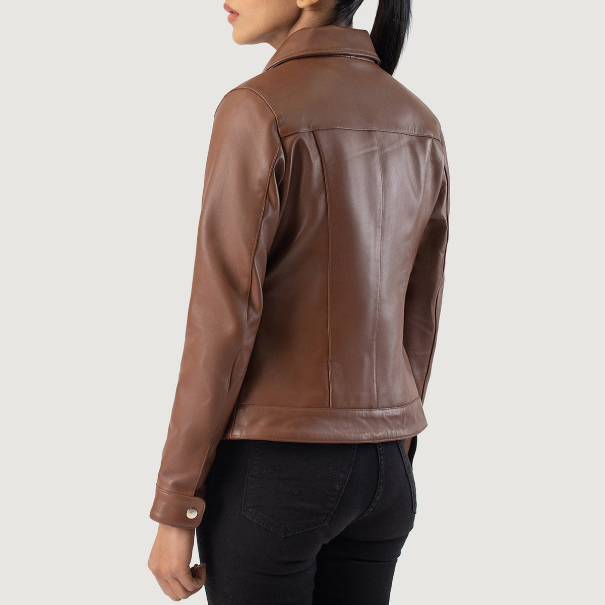 Vixen Classic Collar Chaqueta de Cuero para Mujer – Vista alternativa del producto 5
