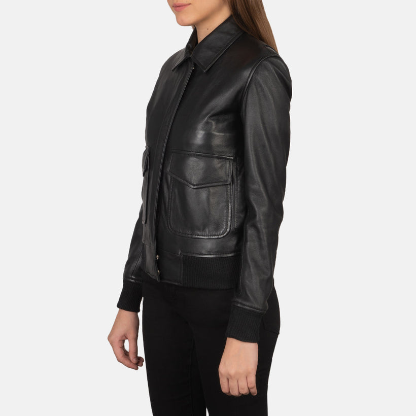 Westa A-2 Chaqueta Bomber de Cuero para Mujer