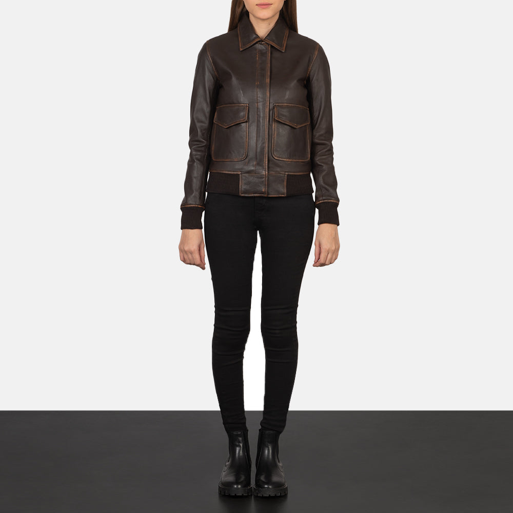 Westa A-2 Cazadora Bomber de Cuero para Mujer – Vista alternativa del producto 3