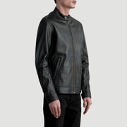 Black Sheepskin Leather Biker Jacket - Vista trasera con ajuste entallado en hombros y bajo impecable