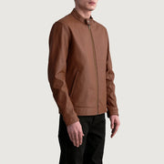 Matte Brown Cowhide Leather Biker Jacket - Vista trasera con ajuste entallado en hombros y bajo impecable