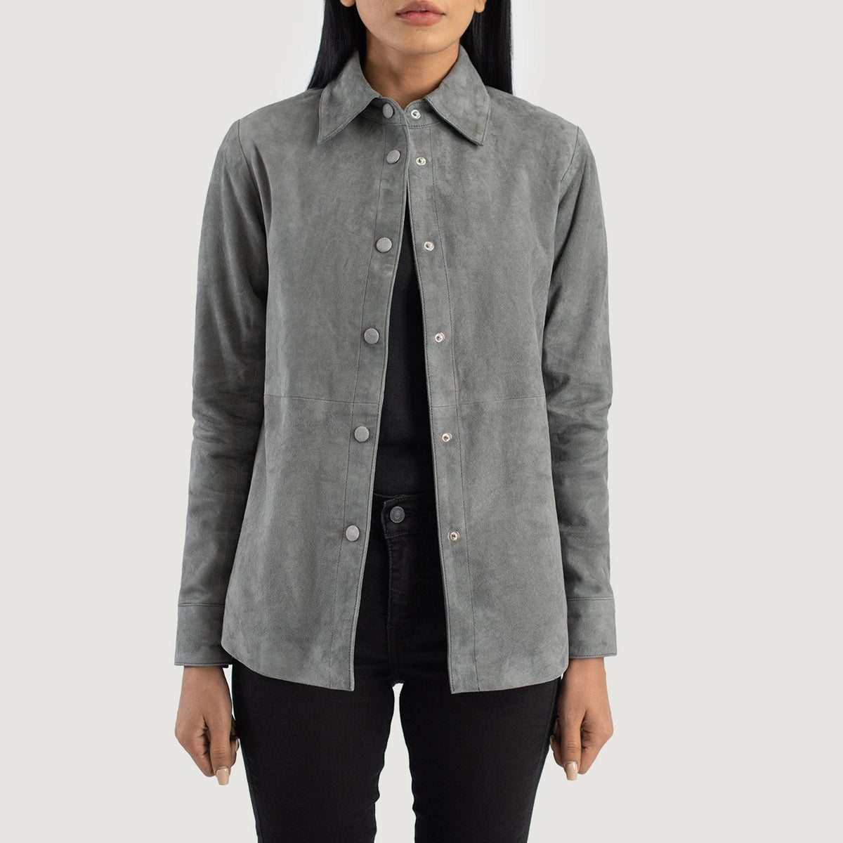 
Tailored Rib Cuffs & Hem Craftsmanship Construction Detail on Zenith Beige Leather Shirt Jacket